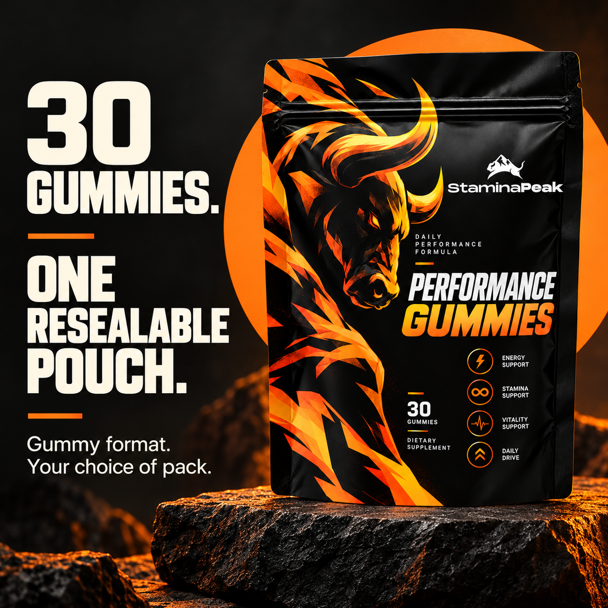StaminaPeak 30 gummies in one resealable pouch